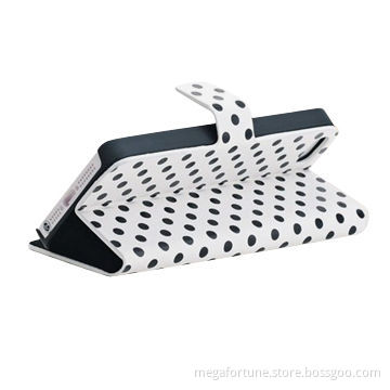 Polka Dot Leather Cute Case for iPhone 4S, MOQ Only 100pcs per Color, Various Phone Models Available